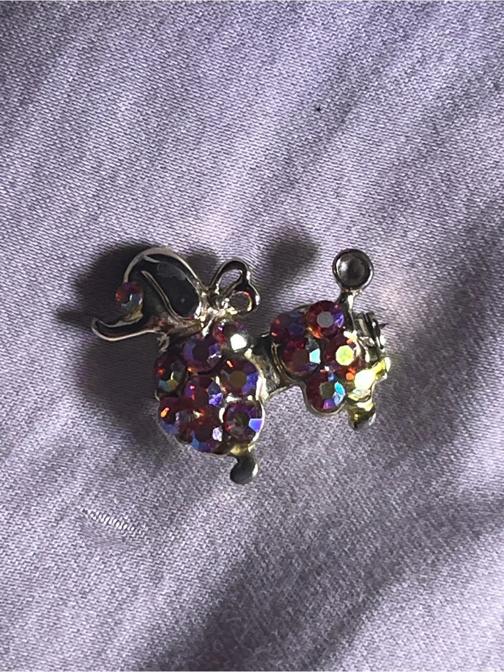 Vintage jeweled Poodle lapel pin